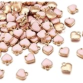 Cheriswelry 100pcs Pink Heart Metal Charms Alloy Enamel Love Heart Mini Metal Dangle Pendants Hang Ornament 8x7.5mm for DIY Craft Earring Bracelet Necklace Jewelry Making