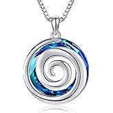 HUKKUN Spiral Necklace 925 Sterling Silver Crystal Swirl necklace for Women Spiral Jewelry Gift for Women