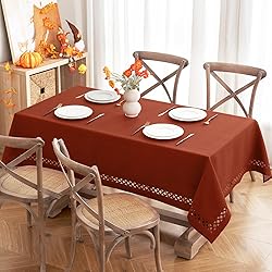 MIULEE Burnt Orange Thick Polyester Linen Rectangle