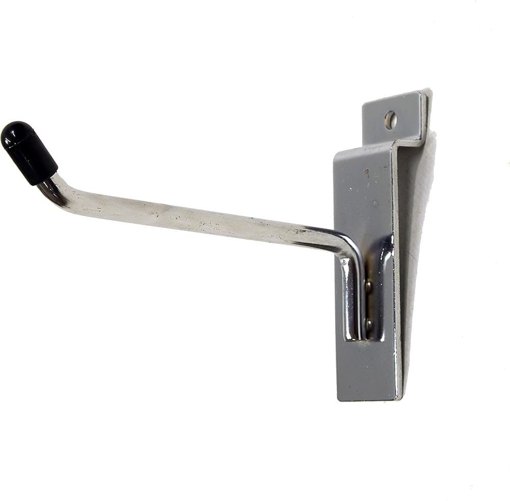 Display Stands Chrome Slatwall Hooks x25 - 100mm/4" Single Arm Rubber Tip