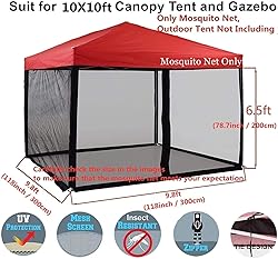 Tappio 10x10 Mosquito Net with Zipper for Patio