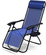 VOUNOT Zero Gravity Chair Folding Sun Lounger with Cup Phone Holder Blue