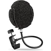 PROAR Pop Filter for Microphone with Multi-Layer Screen, Flexible Gooseneck | Microphone windscreen for singing, voiceovers and podcast recording. Reduces plosives and breath noise; easy to position.