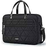 BAGSMART Laptop Bag for Women/Men, 15.6 Inch Briefcase, Stylish Leather Computer Messenger Bag for Office Business, Black