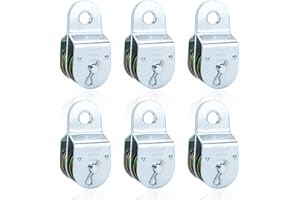 AOSBET AuInn Fixed Double Pulleys, Double Pulley Block Wheel, Double Pulley Roller, Loading 400 LBS Each, Iron with Zinc Plated (6, 1-1/2 Inch)