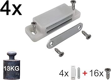 4 Cierres de Imán para Armario Fuerza de Sujeción 13 kg | SET con