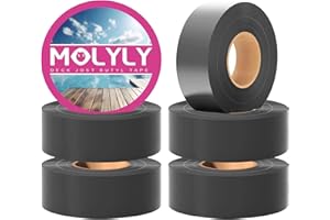 MOLYLY Deck Joist Tape 1-5/8" x 50', 6pack Butyl Joist Tape for Decking - Durable and Waterproof Deck Tape for decking, Repairing Roofs, Doors, Beams, and More