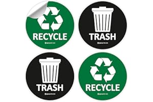 IGNIXIA (Pack of 04) Recycle & Trash Stickers Indoor & Outdoor Trash Bin Decals Recycle & Trash Symbols Sticker 4 X 4 Inches Self Adhesive Peel & Stick (Green/Black)