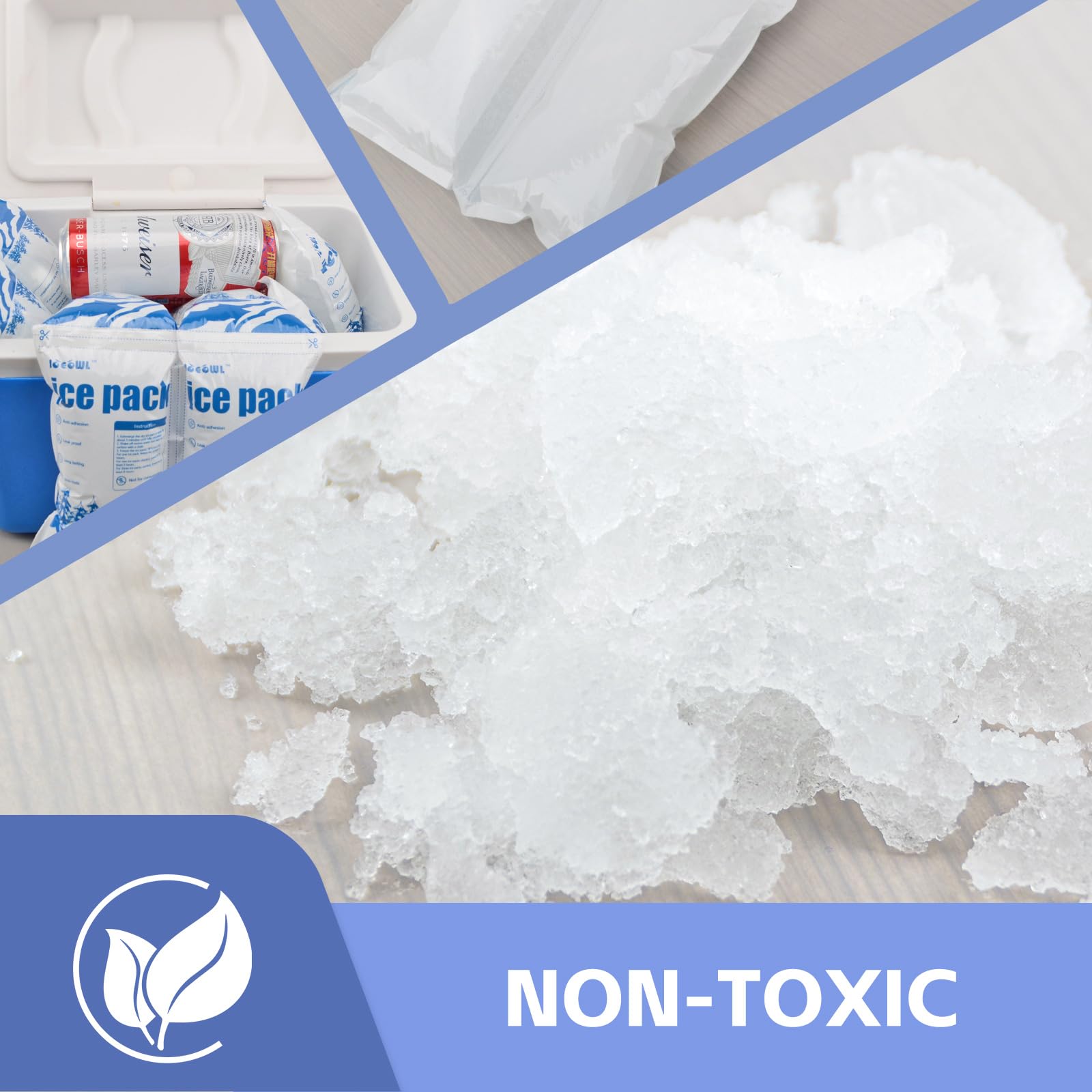 Dry Ice Packs for Shipping Non-Stick for Food TUV and SGS Tests Double-Sided Absorption Long Lasting Shipping Cold Packs for Coolers Lunch Bags Freezer