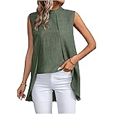 WDIRARA Women's Mock Neck Sleeveless Asymmetrical Blouse Work Business Tank Top