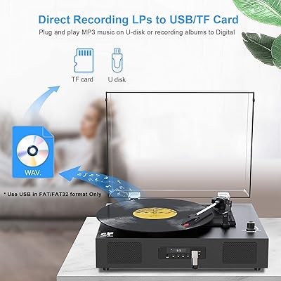 Buy Record Player Bluetooth Turntable With Built In Speaker Usb Recording Audio Music Vintage Portable Turntable For Vinyl Records 3 Speed Lp Phonograph Record Player With Speakers Black Online In Indonesia B08nyfwh2v