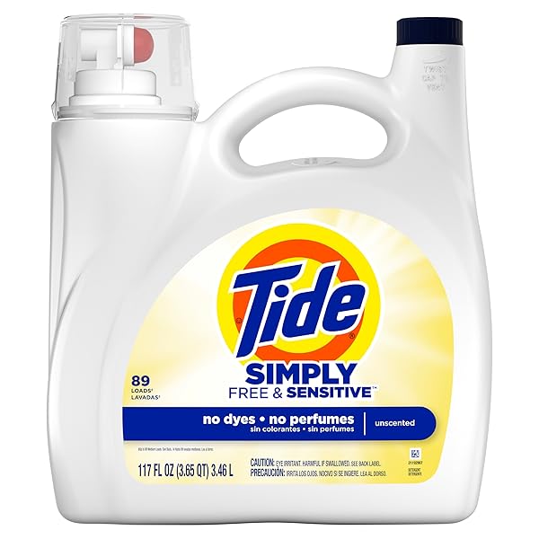 TIDE SIMPLY LIQUID LAUNDRY DETERGENT, FREE & SENSITIVE SCENT, 89 LOADS, 117 FL OZ