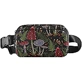 JHKKU Hiking Fanny Pack Vintage Mushrooms Waist Pack Fashion Casual Hip Bum Bag with Adjustable Strap for Women & Men Hands Free Crossbody Bags for Outdoors, Hiking, Running, Travel