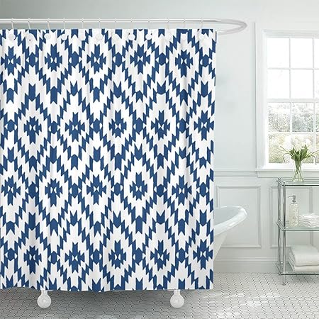 Emvency Shower Curtain Waterproof Dye Ikat Blue Indigo Shibori In