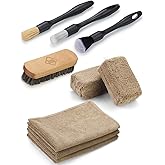 Fantasticlean 9PCS Car Interior Detailing Set, Microfiber Cloth & Applicator, Single-Head Detailing Brushes, Natural Bristles, Scratch-Free & Ultra-Soft for Seats Leather Care or Cleaning