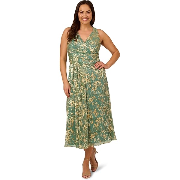 adrianna papell tiered chiffon dress Floral Metallic Chiffon Tiered Halter Gown In Navy Gold, Navy/Gold / Regular / 12