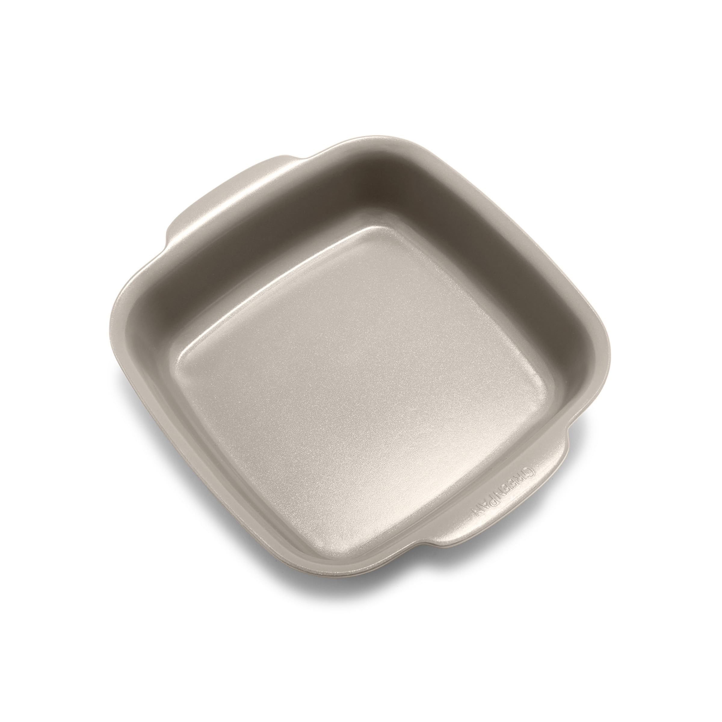 GreenPan Premiere Ovenware Healthy Ceramic Nonstick 8″ Square Cake Baking Pan, PFAS-Free, Warp-Free Bakeware, Durable Quick Heating, Oven & Broiler Safe to 600F, Dishwasher Safe, Taupe