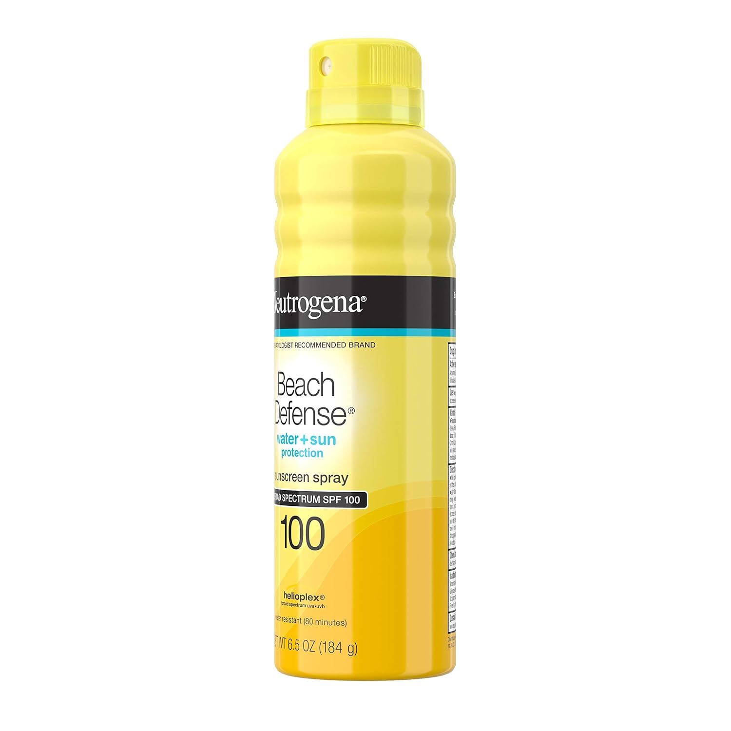 Neutrogena Beach Defense Spray Sunscreen with Broad Spectrum UVA/UVB SPF 100, Fast Absorbing Sunscreen Spray, Water-Resistant and Oil-Free Sun Protection, SPF 100, 6.5 oz: Beauty