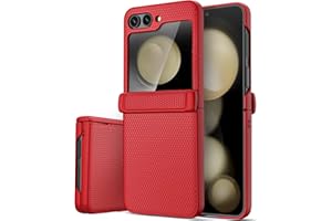 Vihibii for Samsung Galaxy Z Flip 5 Case with Hinge Protection & Back Screen Protector, Slim & Fit Stylish Non-Slip Texture Shockproof Rugged Phone Cover Case for Samsung Galaxy Z Flip 5 5G 2023, Red