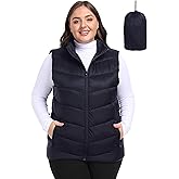 MoFiz Womens Plus Size Puffer Vest Packable Quilted Puffy Vest Lightweight Winter Outerwear Vests for Hiking Vacation