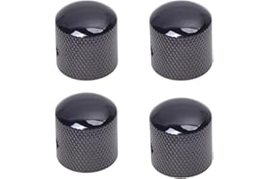 Gutahare 4Pcs Metal Guitar Knobs Black Nickel 6mm Solid Shaft Dome Volume Tone Speed Control Potentiometer Knob for Fender Telecaster Gibson Les Paul Guitar Bass Accessories (Shine Black)