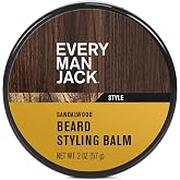 Every Man Jack Styling Beard Balm for Men, Sandalwood Teak, 2 oz | Moisturize, Strengthen &amp; Style Beards and Mustaches, Naturally Derived Candelilla Wax Shea Butter &amp; Natural Oils, Medium Hold