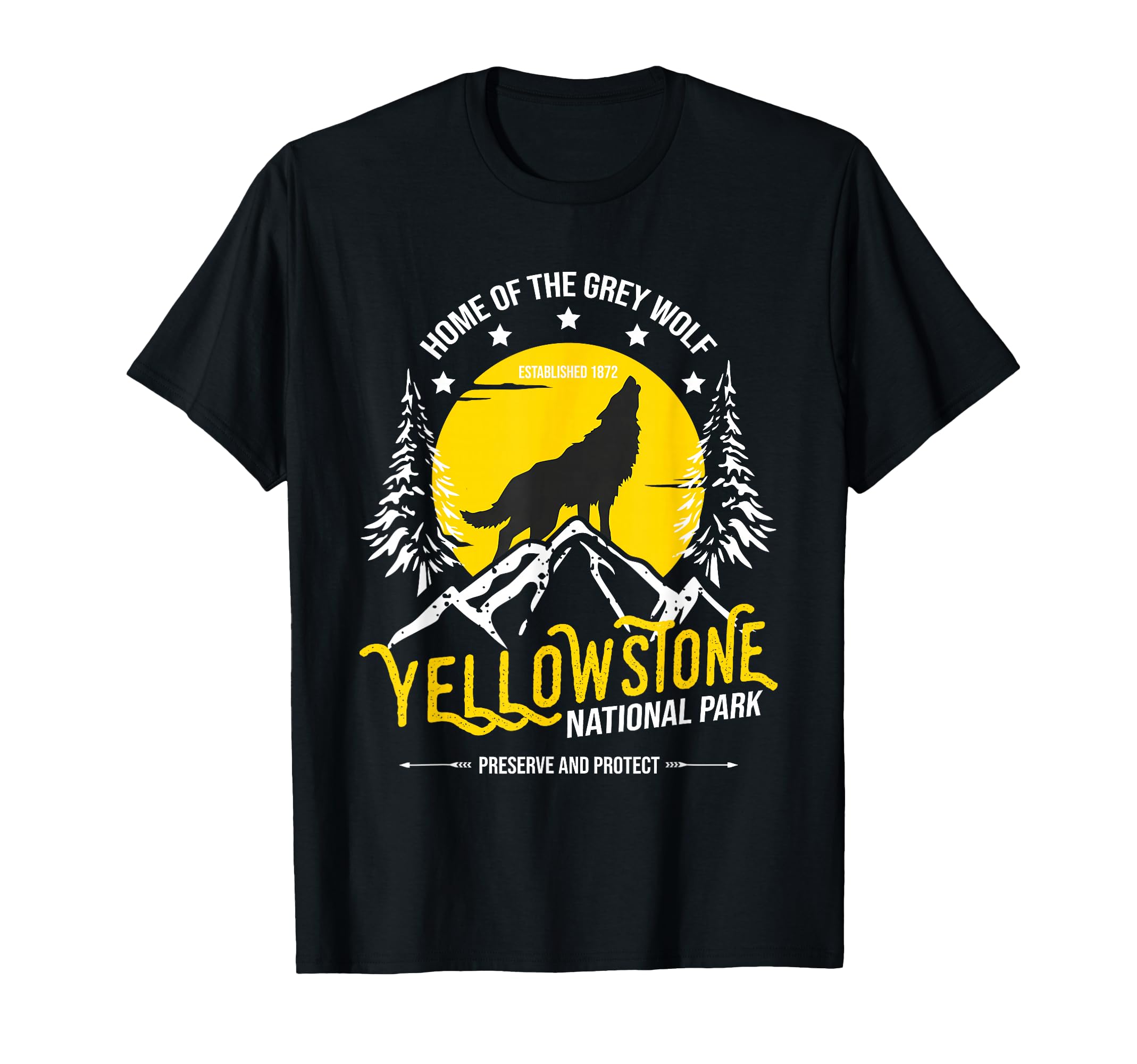 Yellowstone National Park Grey Wolf - Hiking & Camping Lover T-Shirt