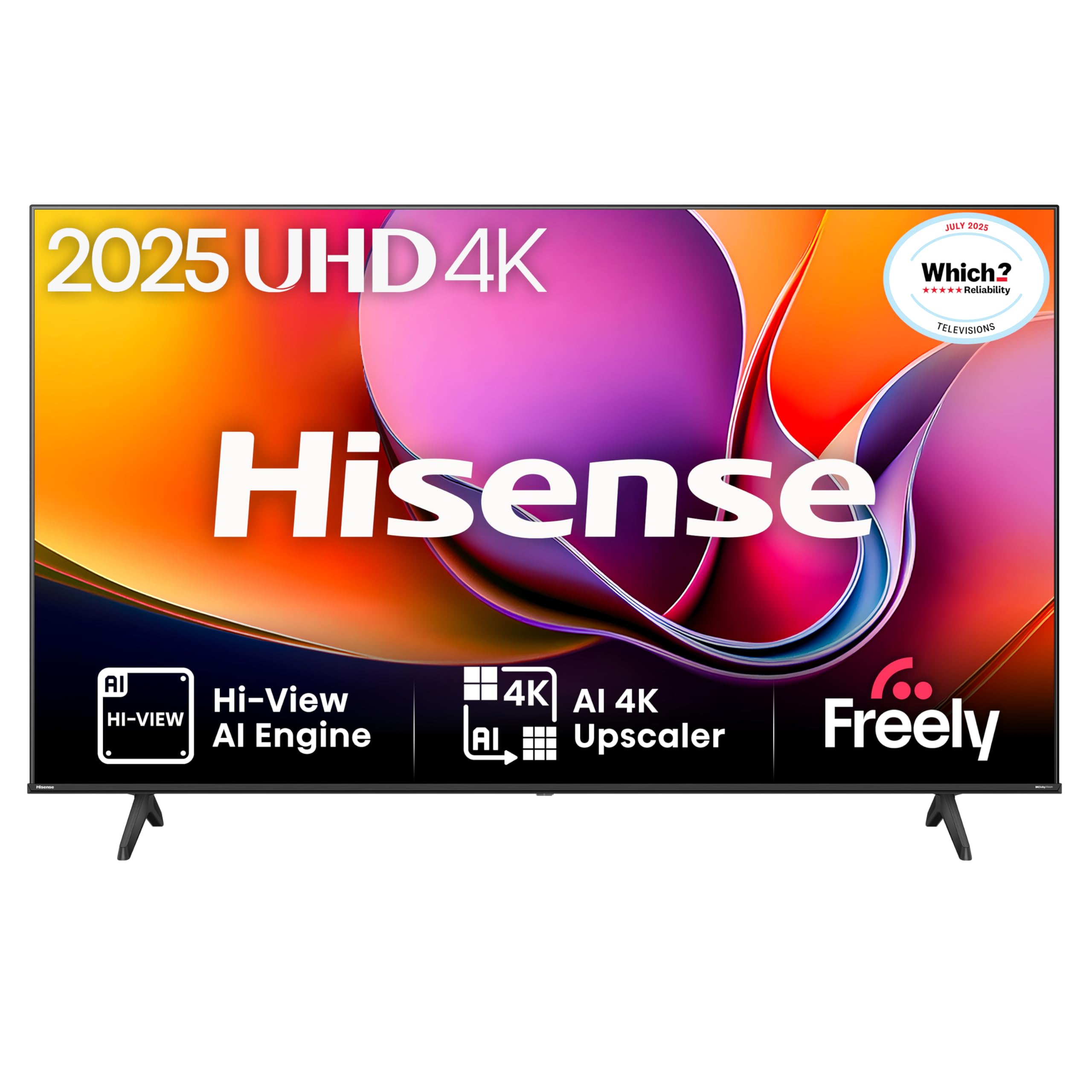 Hisense 55" 55A6QTUK 4K Ultra HD Smart TV AI TV - 4K UHD, Hi-View AI Engine, Precision Colour, AI Smooth Motion, Sports Mode with Freely, Disney +, YouTube, Netflix