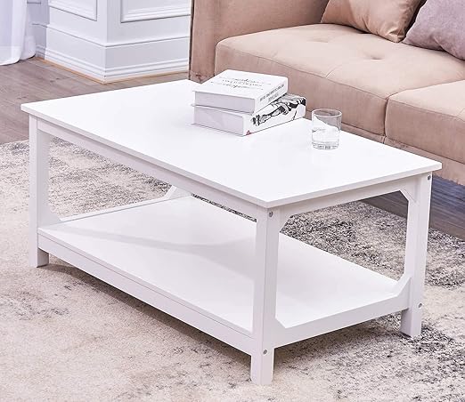 Amazon Com Taohfe Coffeetable For Living Room White Rectangle