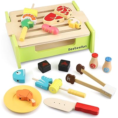 BeebeeRun Wooden BBQ Grill Play Set Pretend Play Morocco