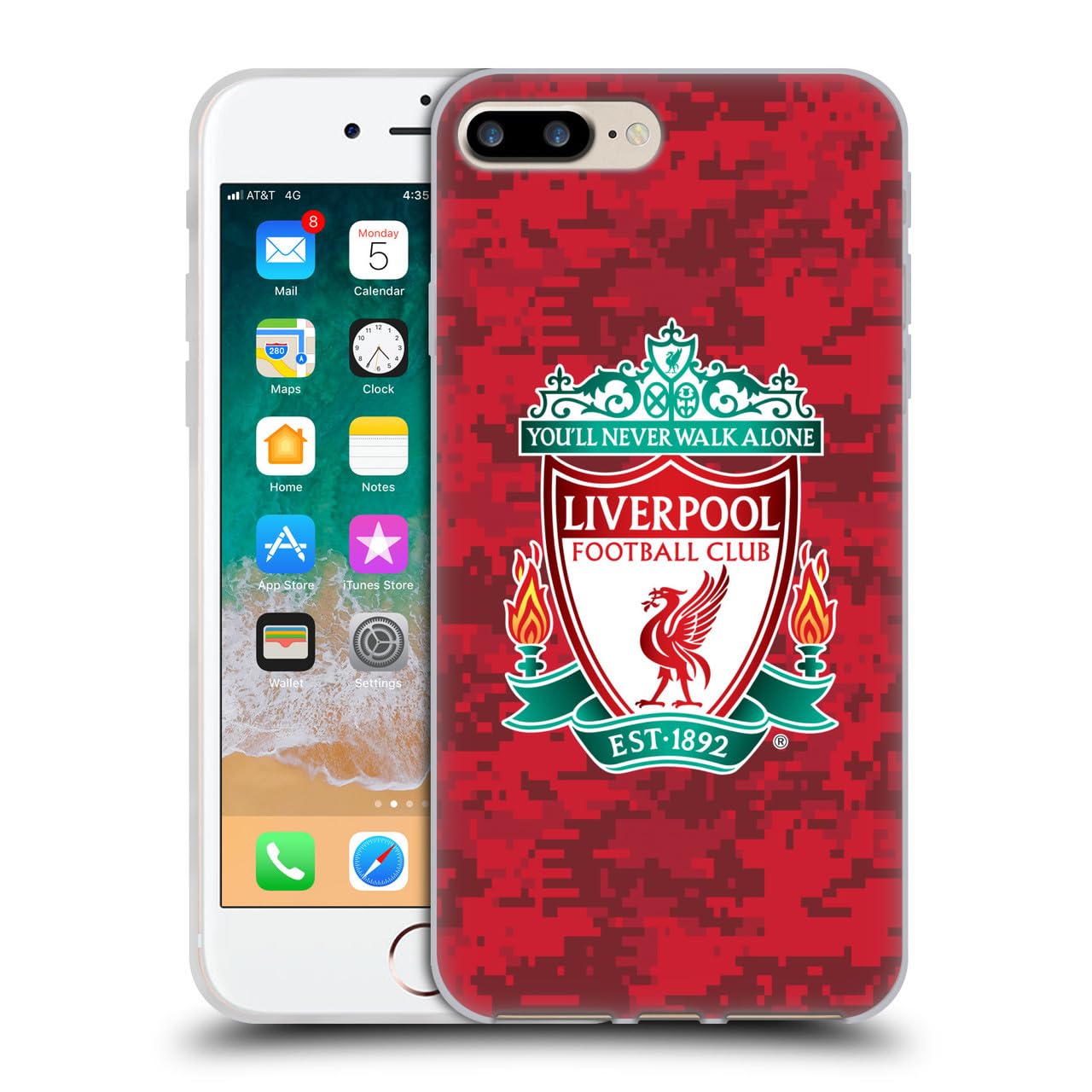 Head Case Designs Officially Licensed Liverpool Football Club Home Red Crest Digital Camouflage Gel Case [Military Grade] Compatible with Apple iPhone 7 Plus/iPhone 8 Plus & Compatible with MagSafe — image 1