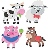 Fun Express Farm Animal Magnet Craft Kit - Engaging Crafting Activity for Kids Ideal for Classroom Parties and Home Projects Includes Colorful Animal Magnets for Creative Fun & Learning - 12 Pieces