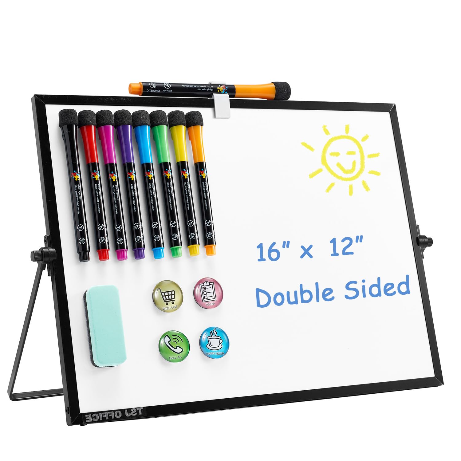 Photo 1 of TSJ OFFICE Dry Erase White-Board - 12 X 16 Inches Portable Small Magnetic Whiteboard with Hooks for Wall, Mini Desktop Whiteboard 360 Degrees Revolving Double Sided Stand for Office, Home, School