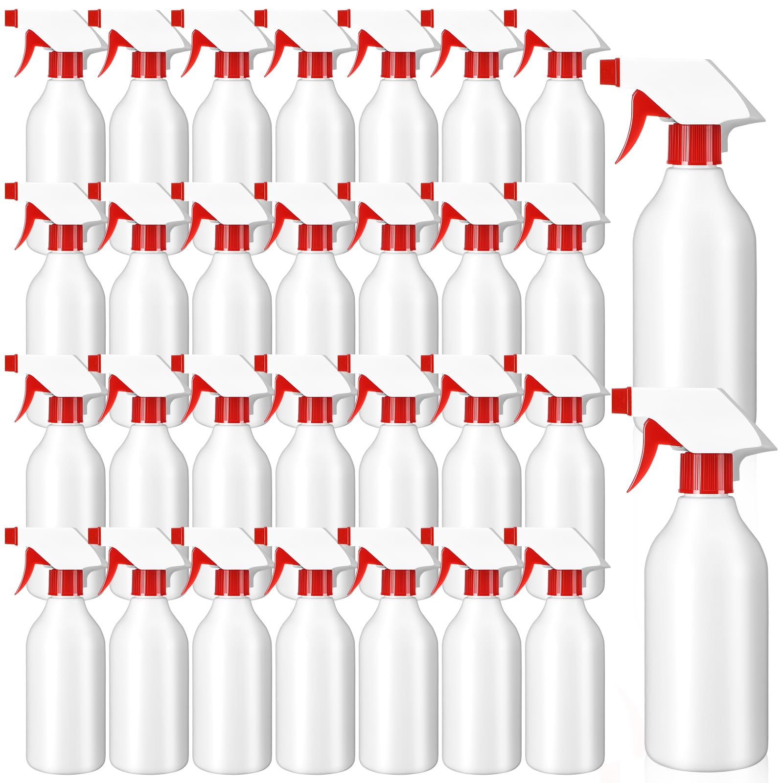 Photo 1 of Tanlade 30 Pack Plastic Spray Bottles 16 oz Leak Proof Squirt Bottle Refillable Empty Bottles Spray Water Bottle Mist Sprayer with Red Nozzles for Hair Essential Oil Cleaning Solutions Plants Pets