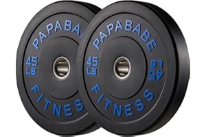 Papababe Weight Plates, 2-Inch Weights Plates Set, Floor Protective Rubber Weight Plates, 10-600lbs Bumper Plates for Barbell Strength Training & Weightlifting (Single/Pair/Full Set)
