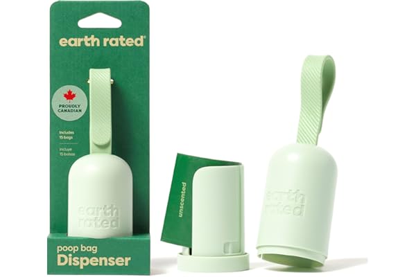 Earth Rated Dog Poop Bag Holder, Durable and Guaranteed Leakproof, Unscented, Dispenser with Starter Roll