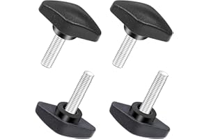 Bykonh M6 x 20mm Tee Wing Thumb Screws, Plastic T Handle Clamping Knobs Wing Knob Grips Thumbscrew for Woodworking Machine Equipment, Black, 4 PCS