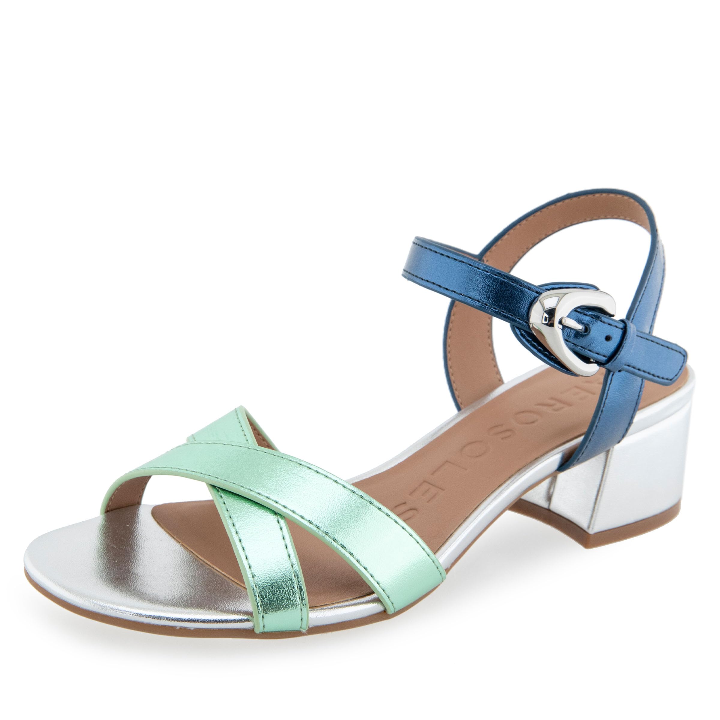 Aerosoles Women’s Cinzia Heeled Sandal, Mermaid Metallic Combination Faux Leather, 12M