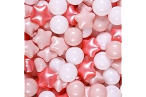 Realhaha Star Pit Balls for Toddlers, 100pcs Plastic Start Balls for Babies Play Plastic Balls for Ball Pit Great Gift for Girls,2.16inch,Pink