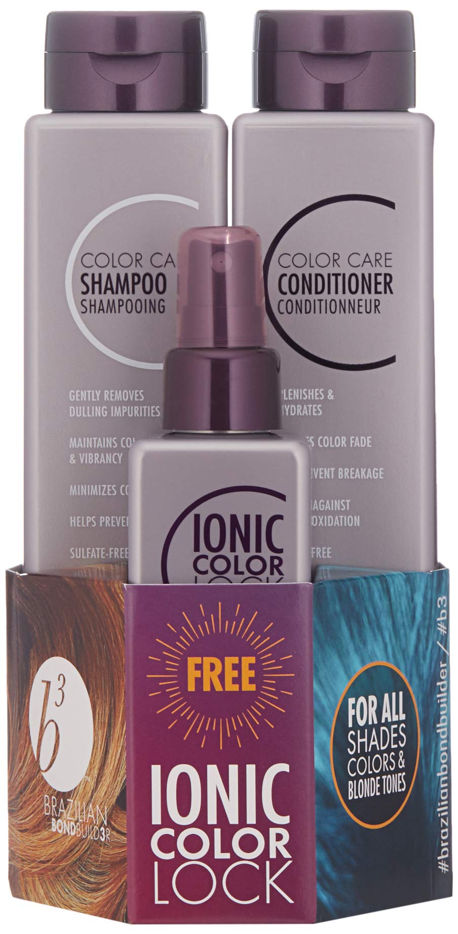 B3 Brazilian Bondbuilder Color Care Shampoo & Conditioner with Color Lock,28.75 fl oz.(3 Count)