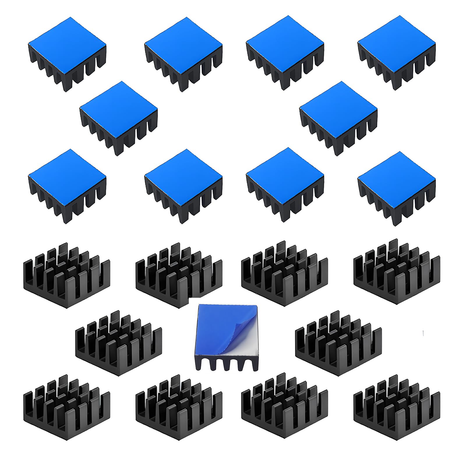 Aluminum Heatsink, CTRICALVER Heat Sink Thermal Adhesive Pad Cooler, for Cooling 3D Printers (20pcs,black)
