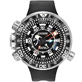 Citizen Men's Eco-Drive Promaster Sea Aqualand Depth Meter Watch in Stainless Steel with Black Polyurethane Strap