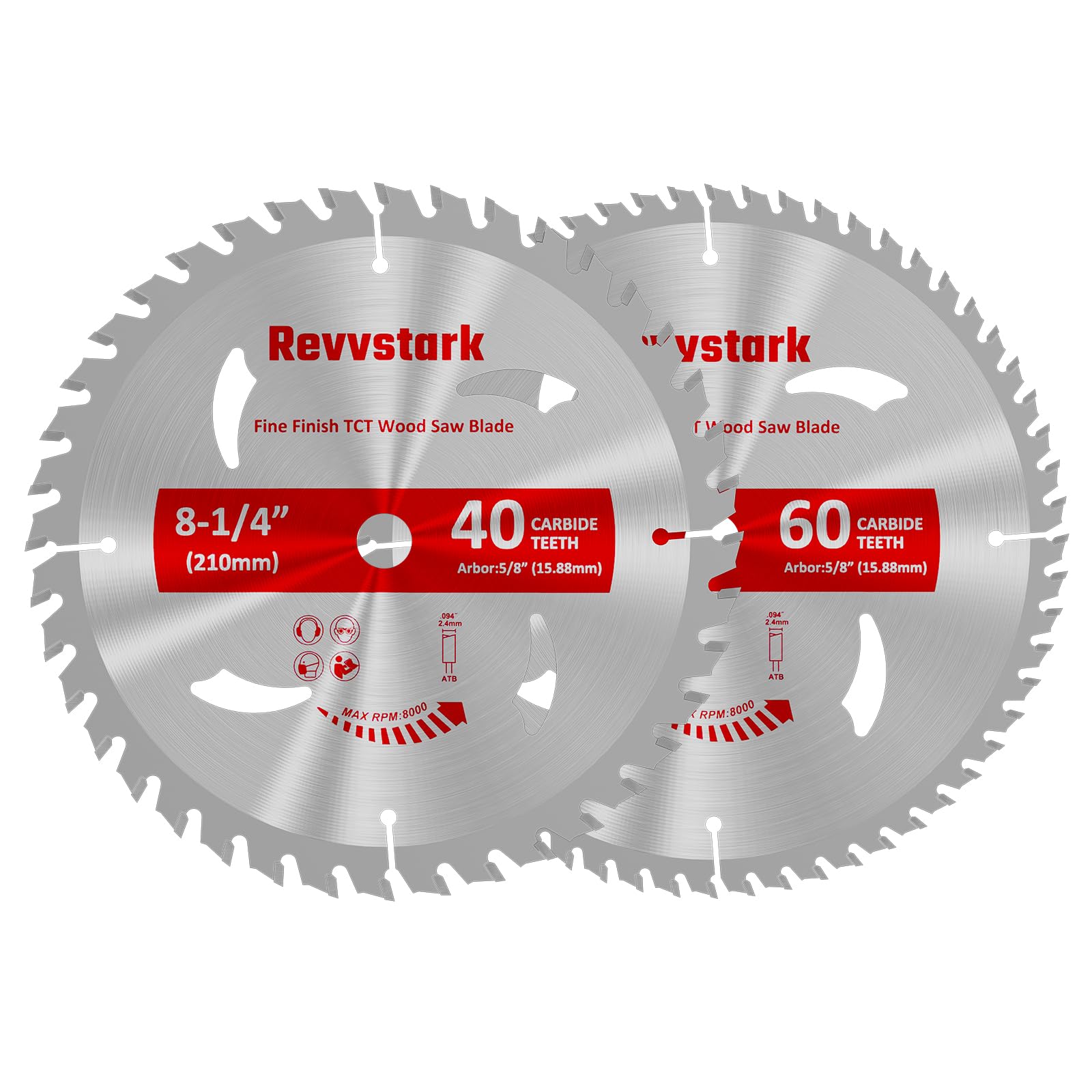Photo 1 of Revvstark Circular Saw Blade 8-1/4 in 40T&60T, with 5/8" Arbor, Carbide Tipped Teeth, TCT Saw Blades for Cutting Various Wood, Plastic and Composite Materials, Fit Dewalt Craftsman Ryobi Milwaukee