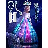 UPORPOR Princess Costume for Girls, RGB LED Light Up Syncs Music App Control, Toddler Princess Dress Up Halloween Costume