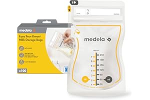 Medela Easy Pour Breastmilk Storage Bags 100 Count 7oz/210ml Disposable, Leakproof, Fast Freeze, Breast Milk Protection Recyclable & BPA Free