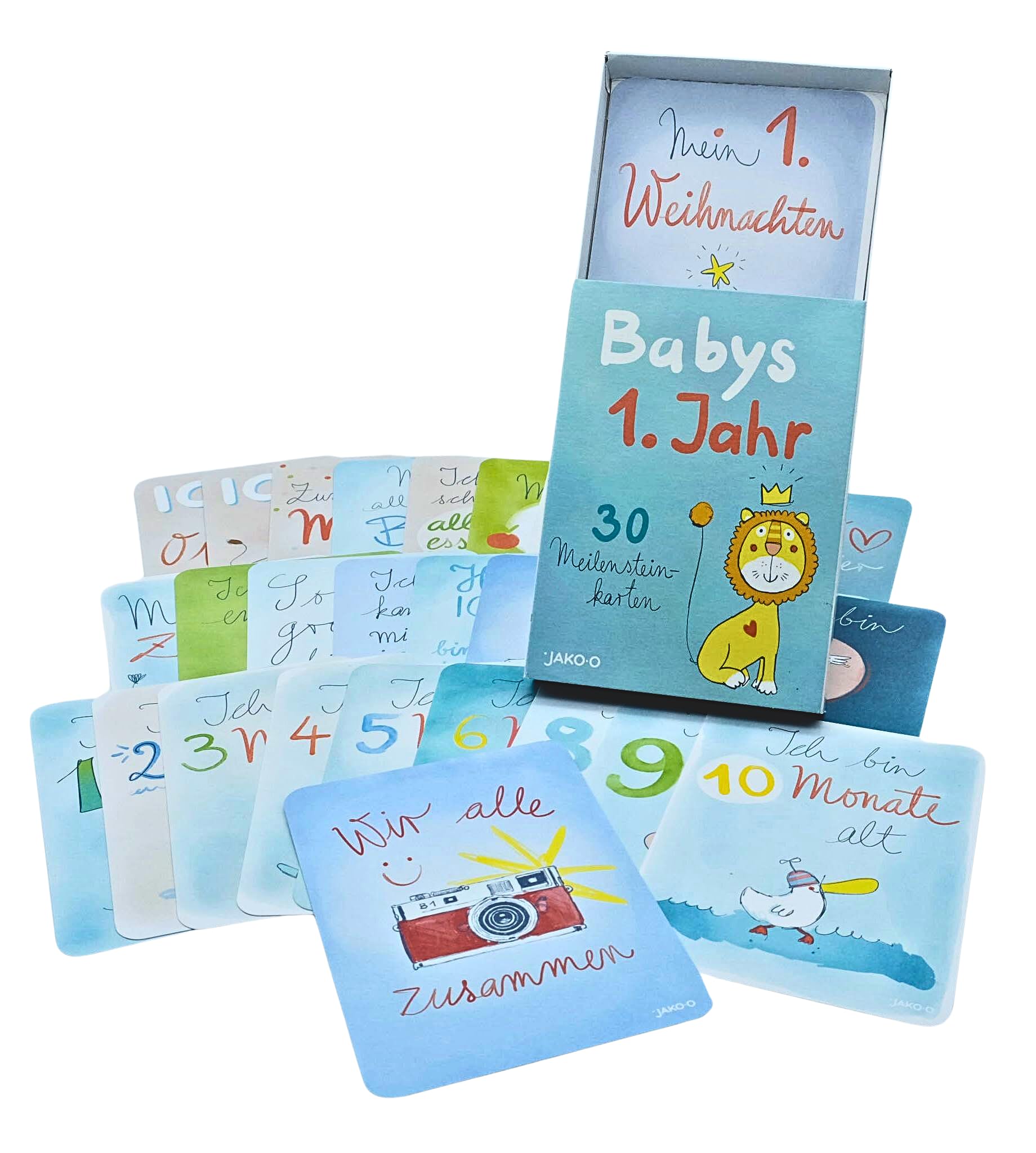 JAKO-O Milestone Cards Baby Cards Birth + First Year | Milestones Baby | Cards Also as a Diary for Writing on and Remembering!