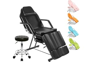 Dangvivi Tattoo Chair for Client with Split Legs,Lash Chair Bed with Rolling Stool, Facial Chairs Bed for Esthetician, Adjustable Beauty Salon Spa Table