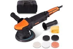 VEVOR Buffer Polisher, 6-Inch Random Orbital Polisher for Car Detailing, 6 Variable Speed 1900-4600RPM Dual Action Polisher Waxer Kit, with Detachable Handle for Car, Boat, Polishing, Waxing