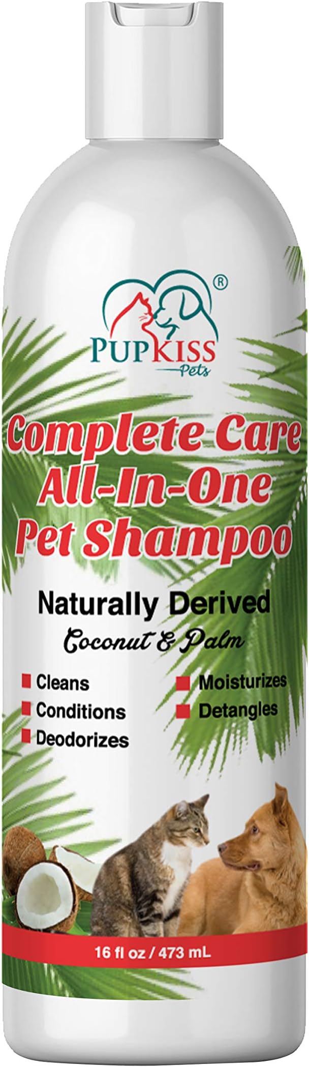 Professional All-in-One Natural Dog Shampoo for Healthy Skin & Coat, Plant Based Pet Shampoo For Dogs & Cats with Sensitive Skin. Cleaner, Deodorizer, Moisturizer, Conditioner & Detangler-Made in USA