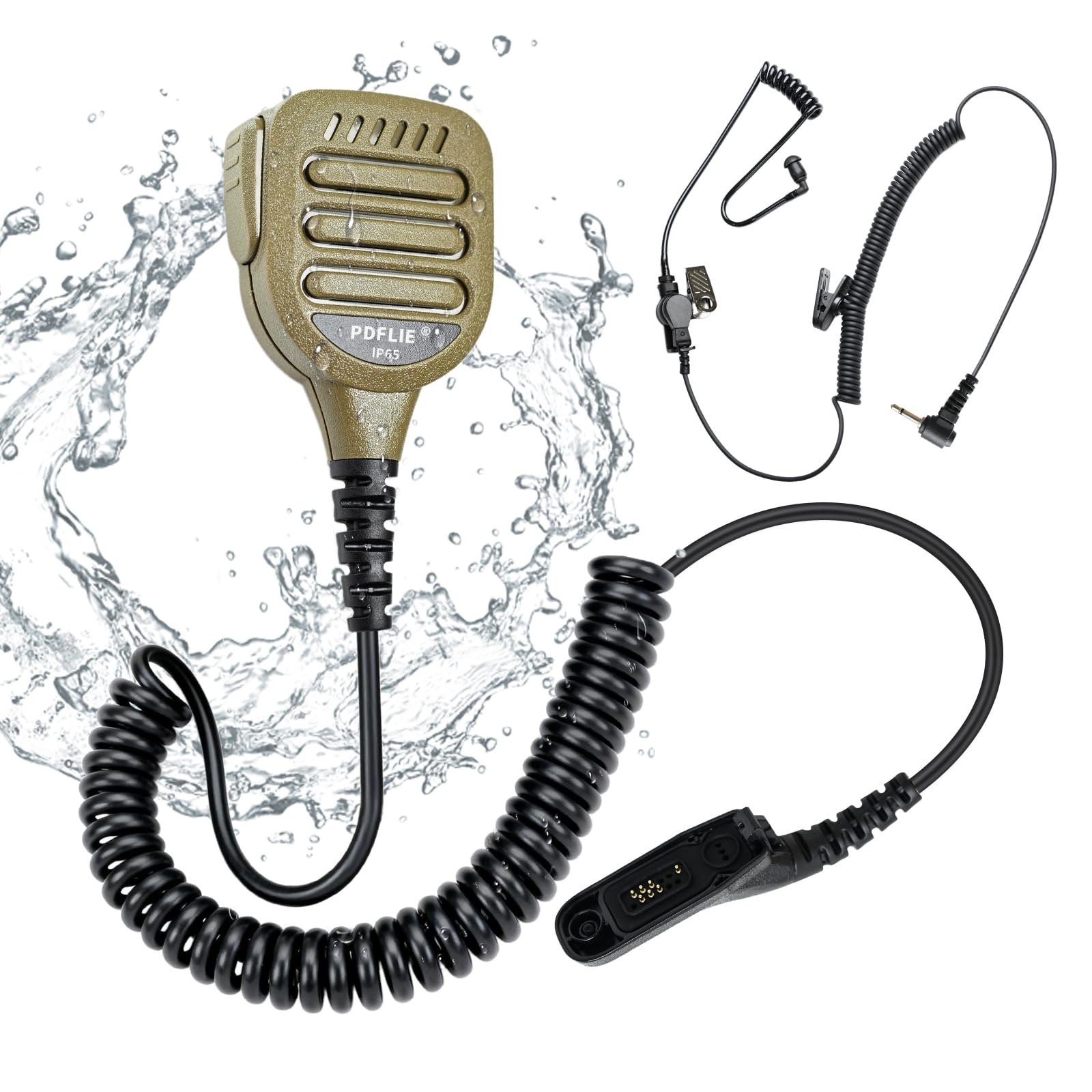 Photo 1 of Pdflie IP65 Waterproof Shoulder Mic for Motorola APX 900 1000 4000 6000 7000 8000 XPR 6350 6550 7350 7350e 7550 7550e 7580e, Walkie Talkie Accessories Remote Handheld Radio Speaker Lapel Microphone
